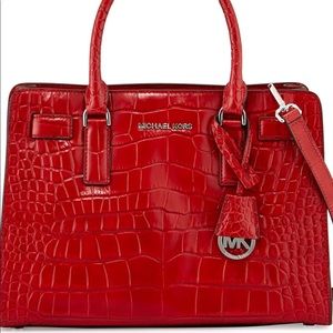 Michael Kors Red Crocodile large Dillon Satchel